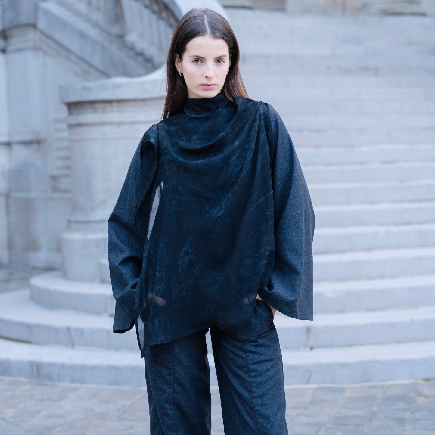 PANELLED WOOL PANT