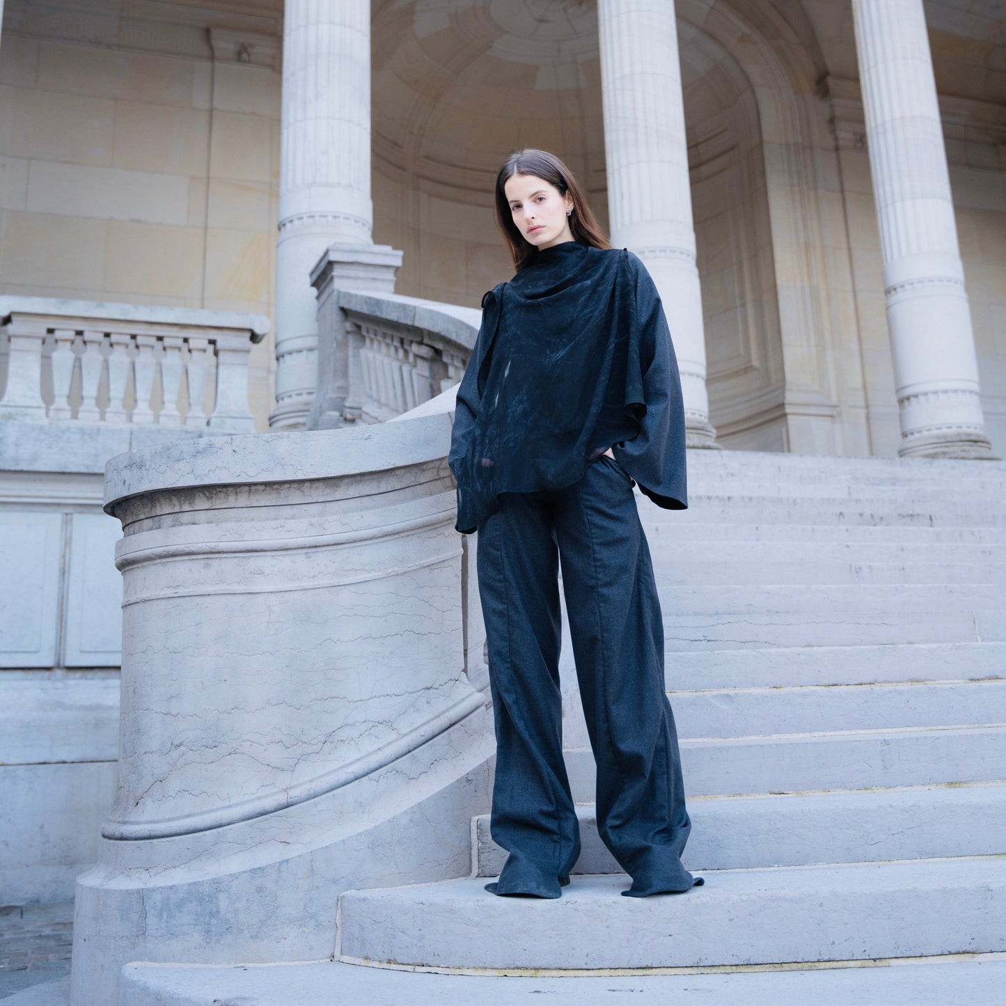 PANELLED WOOL PANT