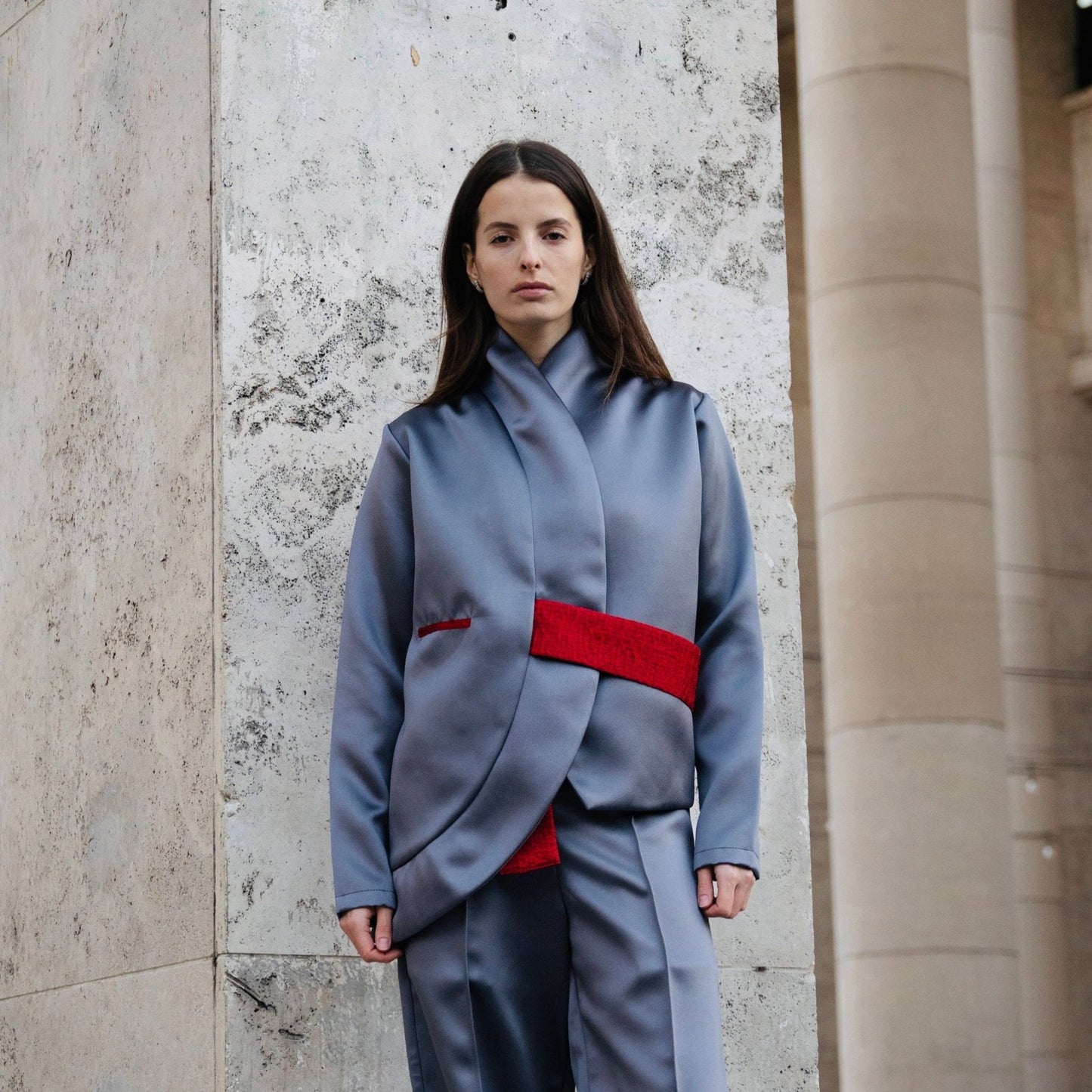 ASYMMETRICAL JACKET WITH BELT