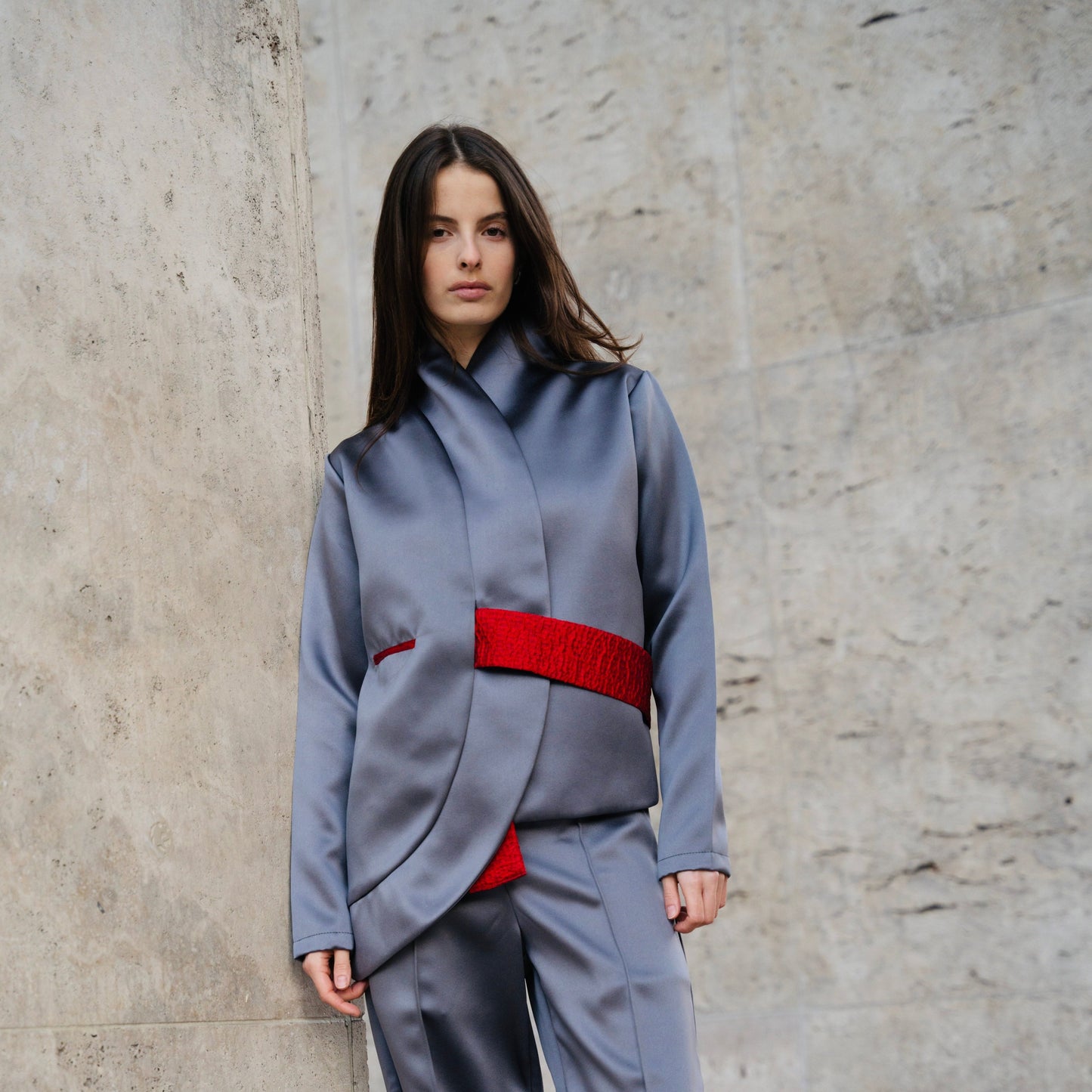 ASYMMETRICAL JACKET WITH BELT