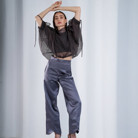 PANTS WITH CURVY BACK YOKE