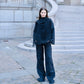 OVER SIZE SLEEVE TOP WITH FORNT SCARF